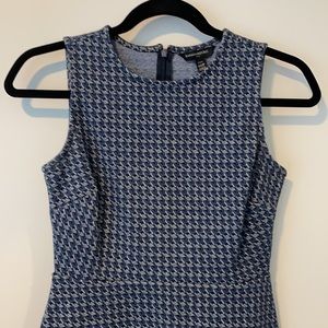 Blue houndstooth work dress